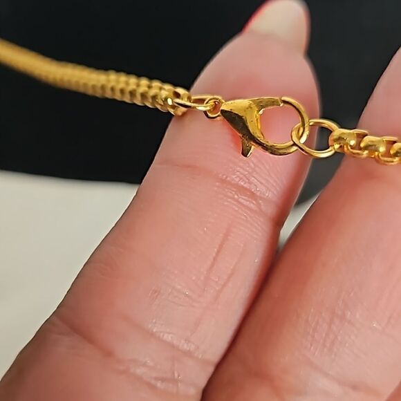 Men's Gold Plated Dollar Sign Pendant Chain 13" - Picture 5 of 16